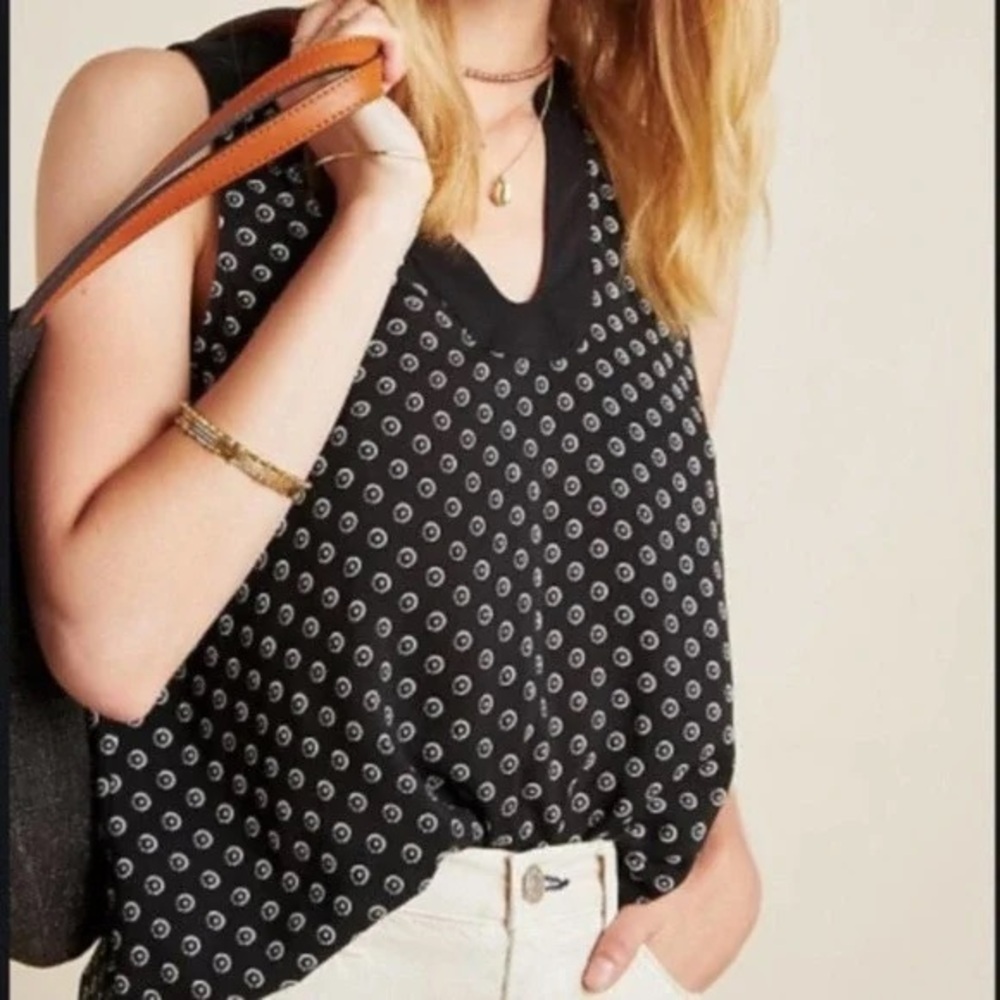 Anthropologie Maeve Black and White Sleeveless Blouse Size 0